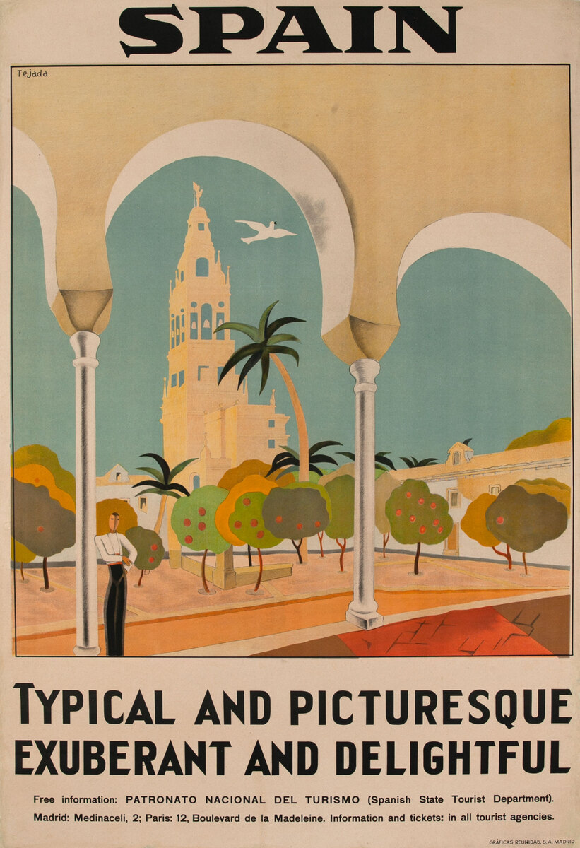 Spain Typical and Picturesque Original Art Deco Travel Poster