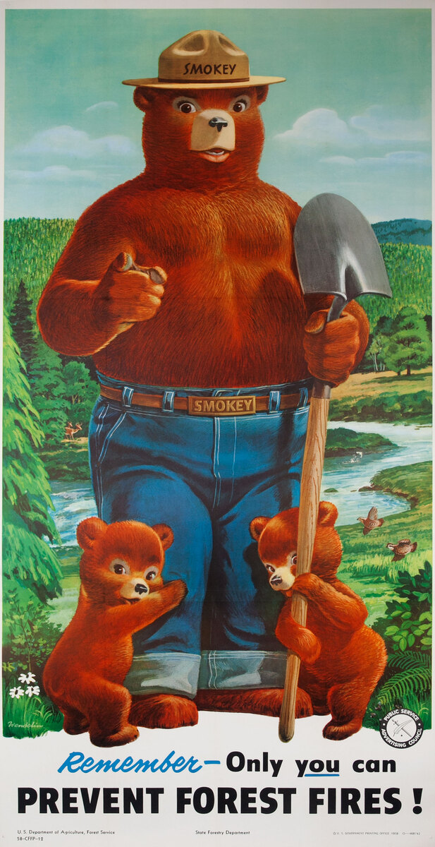 Remember Only You can Prevent Forest Fires Original Smokey Bear 3 Sheet Pos...