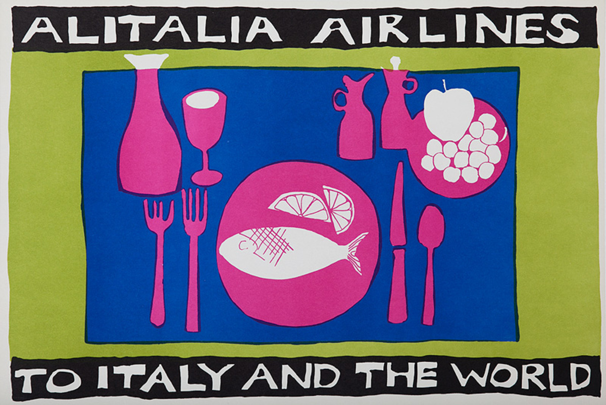 Alitalia Airlines to Italy and the World Original Travel Poster