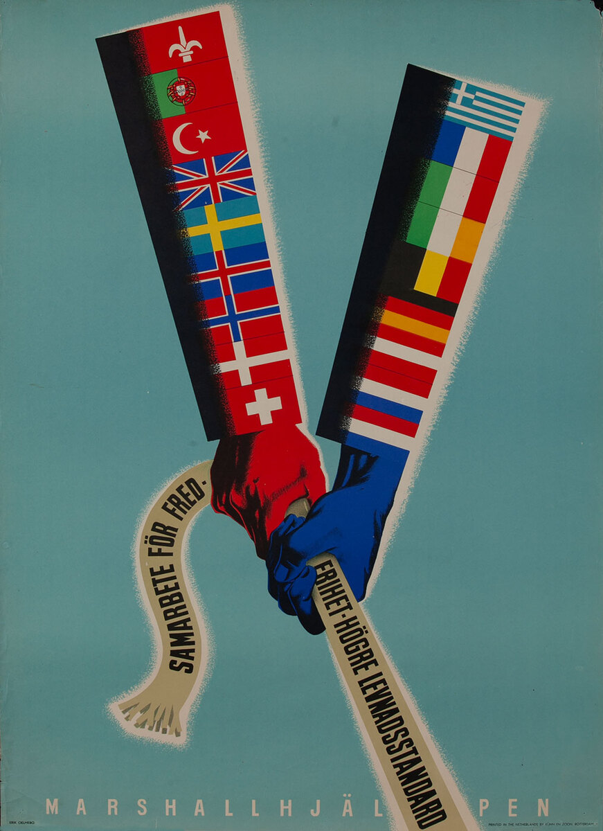 Original Marshall Plan - Sweden Poster  Working Together for Success to a Higher Standard of Living. 