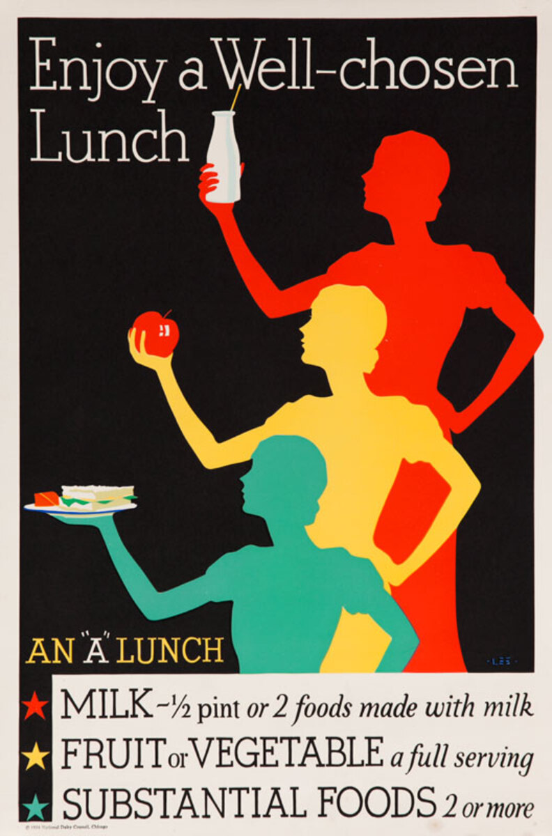 Enjoy A Well Chosen Lunch Original Milk Dairy Council Poster