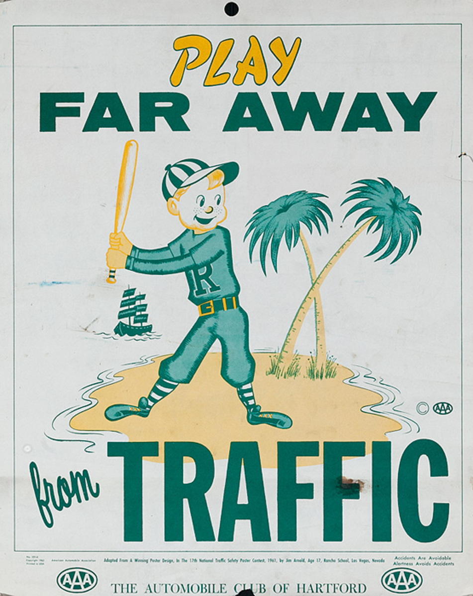 Play Far Away From Traffic, Original AAA Auto Safety Poster