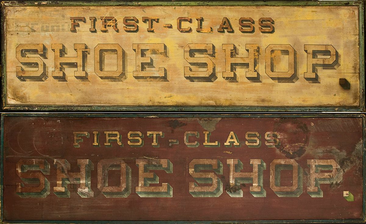 2 Sided Painted Trade Sign First Class Shoe Shop