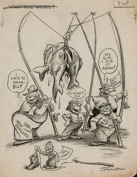 Original Depression Era Political Cartoon Artwork Who Got What | David ...