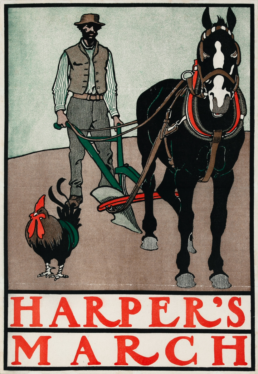 Harper's March 1899, Plowsman Original Literary Poster 